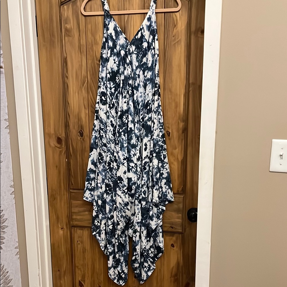 Stylish Blue and White Jumpsuit